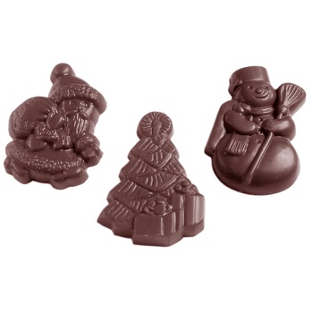 Chocolate World Three Bite Sized Christmas Assortment Polycarbonate Chocolate Mould